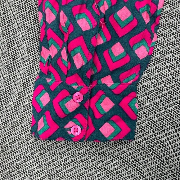 Terra & Sky Womens 2X Geometric Print Dress In Pink & Blue - Made In India - Picture 10 of 11